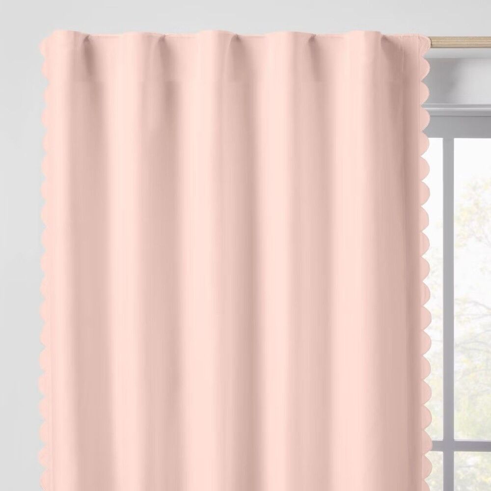 42"W X 84"L Scallop Kids' Blackout Window Curtain Panel Pink - Pillowfort™